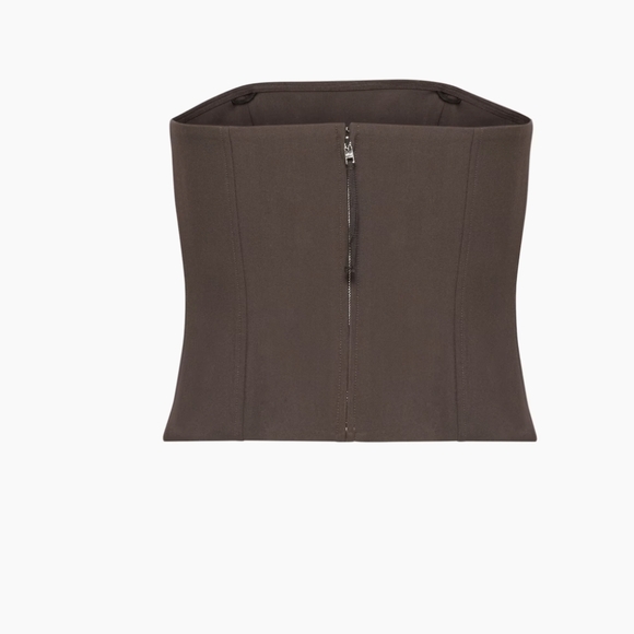 Aritzia Wilfred Castle Bustier, softly structured strapless bustier, mocha brown - Picture 3 of 12